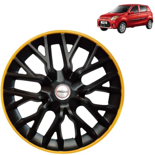 Image of PRIGAN Alto 800 Black Yellow Wheel Cover 12 inch, for Alto 800 (Set of 4 Pcs) (Press Fitting) Model- GT Line Black Yellow 12