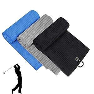 Golf Towel, 3 Pcs Golf Towel Set, Golf Cleaning Towel with Carabiner Clip, Multifunction Towels, for Golf Bags, Fitness, Sport, Outdoor, Yoga, Camping(30cm x 30cm, Multicolor)