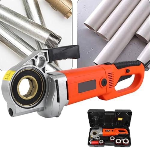 YXYLJOZ Electric Pipe Threader Kit - Hand Held Threading Machine with 6 Dies - Plumbing Tool Set for Efficient Pipe Threading and Tapping,110v (4heads)