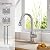 HANGE Kitchen Faucet with Pull Down Sprayer,Brushed Nickel Kitchen Sink Faucet 1-3 Hole Single Handle High Arc Stainless Steel Commercial Modern Kitchen Faucets for RV,Laundry,Bar,Utility,Farmhouse