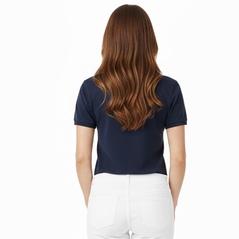 Geographical Norway Polo Donna Krystaline Maglia Polo Cotone Manica Corta Collo Bottoni Stampa Bandiera Frontale Elegante Casual Traspirante Tempo Libero Donna