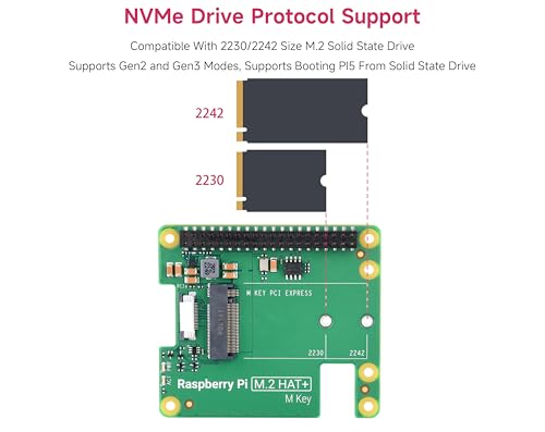 Image of Official Pi PCIe to M.2 HAT for Raspberry Pi 5, HAT + Standard, Supports NVMe Protocol M.2 Solid State Drive 2230 /2242 High-Speed Reading /Writing