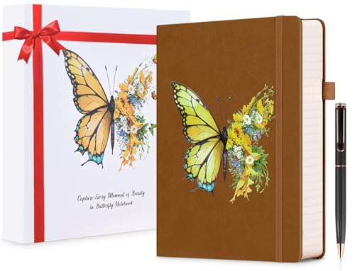 A5 Lined Notebook Journal, 312 Pages Numbered Thick Writing Journal for Women, Leather Journals for Writing, Diary for Women, Girls, Hardcover Notebooks for Work, School, Travel (5.75" x 8.38" Brown)