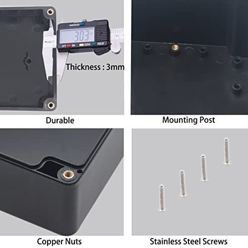 YETLEBOX Watertight Junction Box, IP67 Waterproof Project Box Durable ABS Plastic Electronic Enclosure Case for DIY Electrical Project Black 7.87" x 4.72" x 2.95"(200 x 120 x 75 mm) by YETLEBOX - Image 6