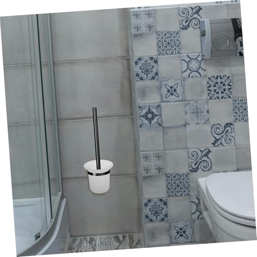 Porte-brosse de toilette en verre dépoli blanc avec support antidérapant chic