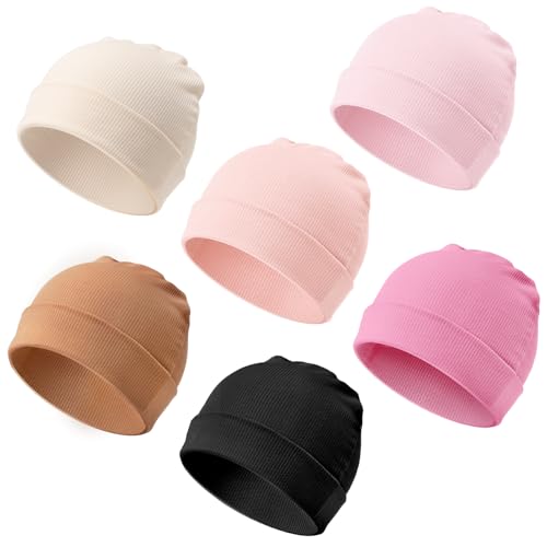 DRESHOW BQUBO 6 Pack Baby Newborn Hats Set for Unisex Infant Newborn Toddler Soft Beanie Hat for Boys Girls 0-24 Months