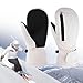 Yiju Winter Ski Mittens Snow Mitts Comfortable Windproof Keep Weather Snowboarding Gloves for Skiing Skating Outdoor, White