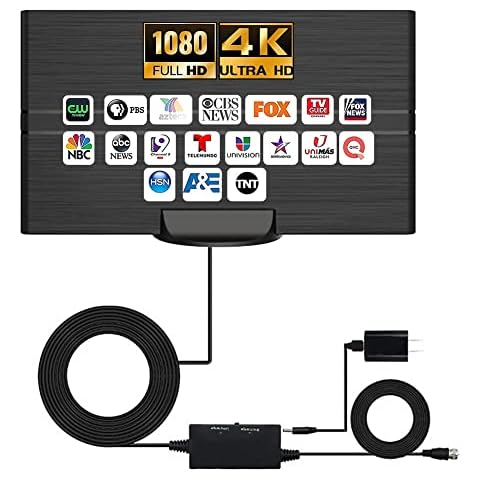 LUPATDY TV Antenna, Indoor HD Digital Portable TV Antenna, 360°Reception Long 180+ Miles Range, Support 4K Full HD 1080p Smart and Older Tvs with 32.8ft Coaxial Cable New Cover