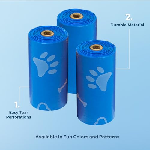 Image of Best Pet Supplies Dog Poop Bags for Waste Refuse Cleanup, Doggy Roll Replacements for Outdoor Puppy Walking and Travel, Leak Proof and Tear Resistant, Thick Plastic - Blue (Unscented), 240 Bags