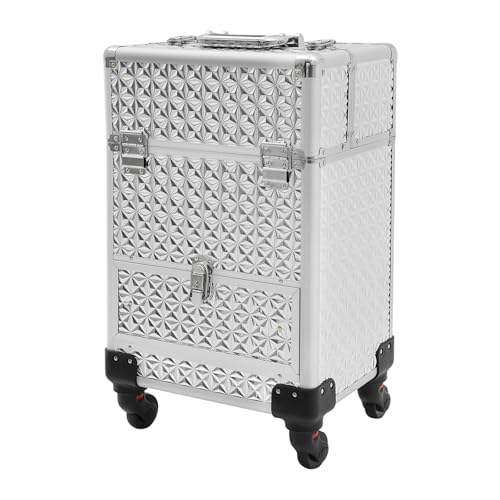 Josbuynls Rolling Makeup Case, Rolling Makeup Train Case w/4...