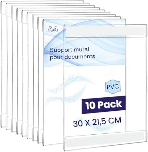 Porte Document Mural A4 Adhesif Porte Menu Restaurant Panneau Affichage Exterieur Support Mural Affiche, Document pour Bureau, Magasin, Restaurant (Verticale)