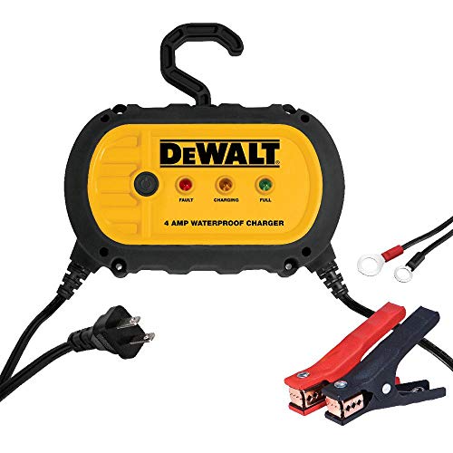 DEWALT DXAEWPC4 Fully Automatic 4 Amp 12V Waterproof Battery Charger/Maintainer with Cable Clamps
