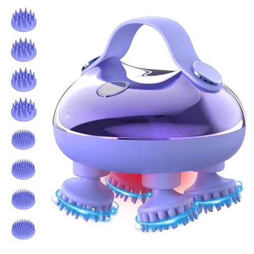 Olipiter Massageador elétrico de couro cabeludo com 100 nós de massagem, massageador de cabeça portá
