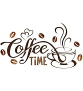 Uonlytech Coffee Cup Wall Decal Kitchen Wall Decor Sticker Coffee Tea Sign Decor Removable Coffee...