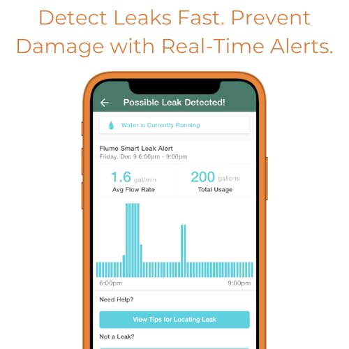 Image of Flume F2X Smart Home Water Monitor and Leak Detector (Newest Model) - Real-Time Water Usage Tracking, Indoor /Outdoor Leak Alerts, Irrigation & Sprinkler Monitoring, Easy No-Plumbing Installation