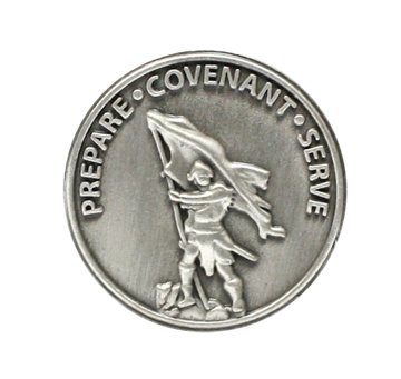 RingmastersLDS Captain Moroni: Prepare, Covenant, Serve Steel Tie Tack with Silver Finish- Tie Pin, LDS Missionary, Priesthood Gift