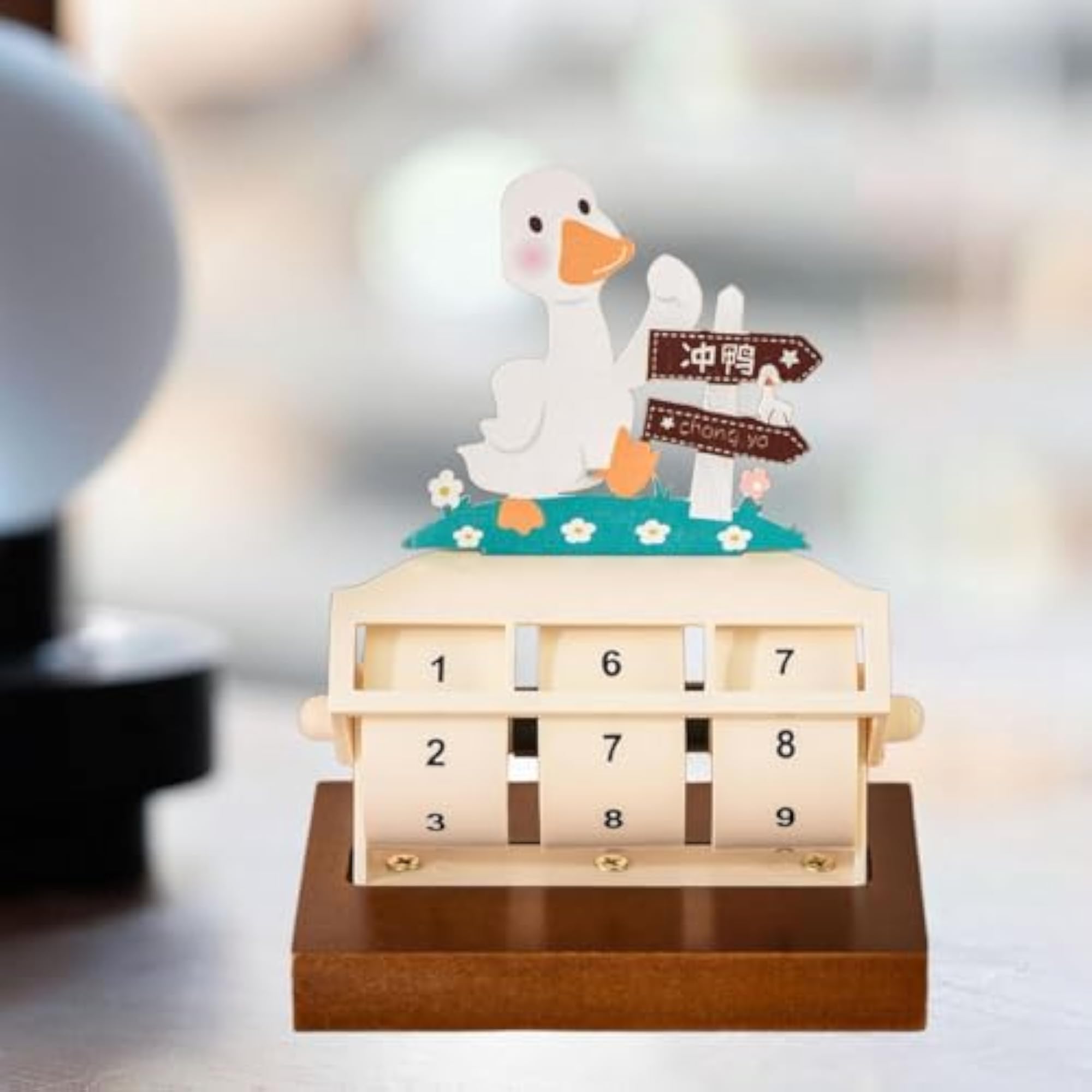 Wheeled Rotary Perpetual Desk Calendar Gift, Rush Duck Design