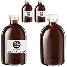 Sterile Empty Vials with Self Healing Injection Port and Aluminum Plastic Cap,Sterile Package 100ml Amber 4PCS