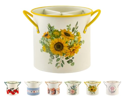 Gtzbciv和風 箸立て カトラリースタンド お箸・スプーン・フォーク収納 水切りラック キッチンスタンド 卓上キッチン食器収納 おし台所収納 ラック 水抜き穴付き (ひまわりの箸籠)