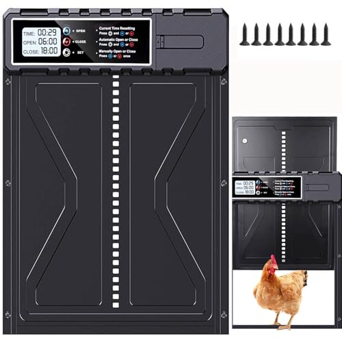 Grande Poulailler Automatique avec minuterie/Protection Intelligente Contre Le pincement, Mode Automatique/Manuel, Porte en Alliage d'aluminium, écran LCD...