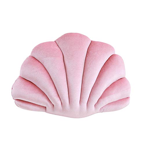 Almohada Decorativa de Concha de mar, Cojín de Almohada en Forma de Vieira Terciopelo cojín Decorativo de Color sólido Algodón Hogar Almohadas Fundas para Sofá Cama Decor 43×33cm Cover