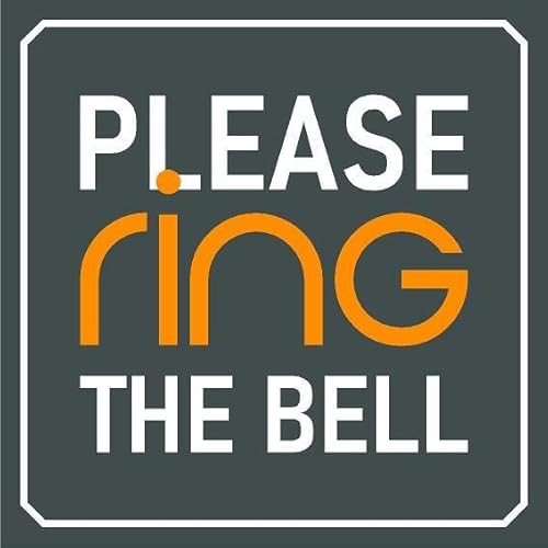 Please ring the bell, grey and orange - 1mm flexible Plastic sign (100mm x 100mm)