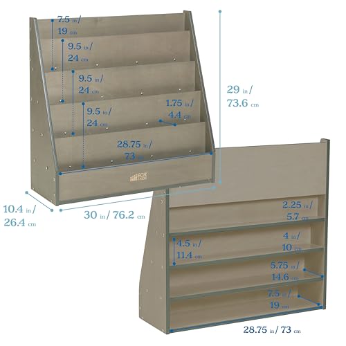 Image of ECR4Kids Streamline Double-Sided Book Display, Classroom Bookshelf, Grey Wash