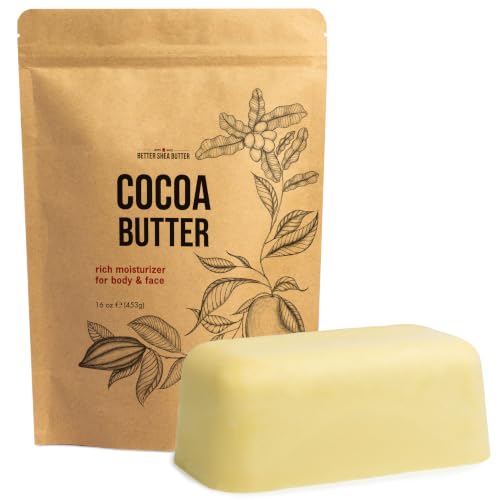 Raw Cocoa Butter - 100% Pure Unrefined Cacao Butter, 1 lb Block
