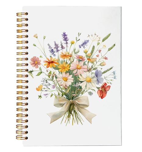 Carnet à spirale floral de qualité supérieure, journal esthétique rustique 14 x 21 cm