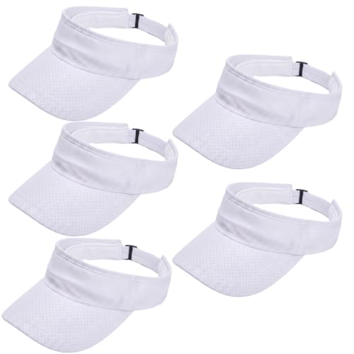 Image of 5 Pack Cooling Quick Dry Sun Visors, Unisex Empty Top Breathable Sun Protection Mesh Hats for Outdoor Activities