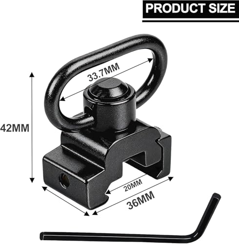 DOPETANE Two Point and Traditional Sling Swivel Mount Picatinny Rail Mount with 1.25\" Push Button QD Sling Swivels 2Pack (with Picatinny Mount) - Thumbnail 2