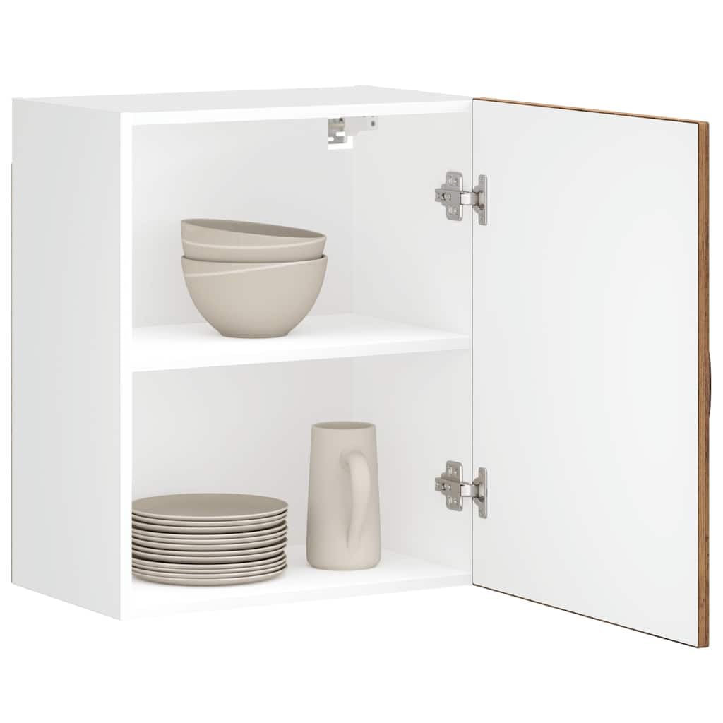 Lucca - Armadietto da cucina sospeso, effetto legno anticato, con molto spazio di archiviazione, 50 x 31 x 60 cm, per cucina e sala da pranzo, salvaspazio, robusto, con ante in vetro e facile