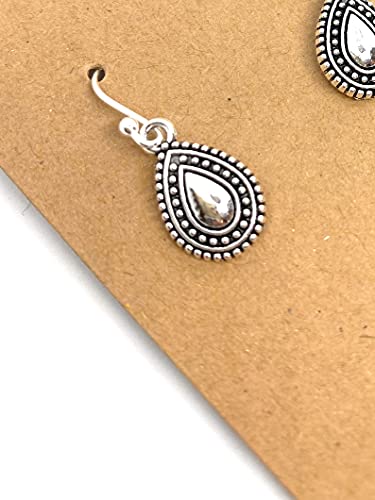 Tiny Detailed Teardrop on Sterling Silver Earrings Handmade4