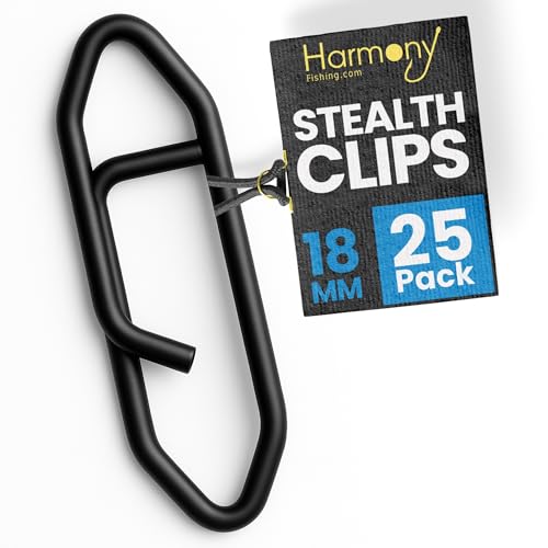 Harmony Fishing Stealth Clips (25 Pack) [Black Stainless] (18mm (50# Test))