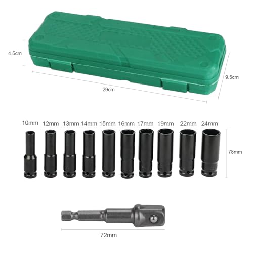 Deep Impact 11pcs 1/2" Drive Socket Set, 10-24mm, with Adapter & Storage Box, for Car & Home Repair 8 Deep Impact 11pcs 1/2" Drive Socket Set, 10-24mm, with Adapter & Storage Box, for Car & Home Repair - Image 8