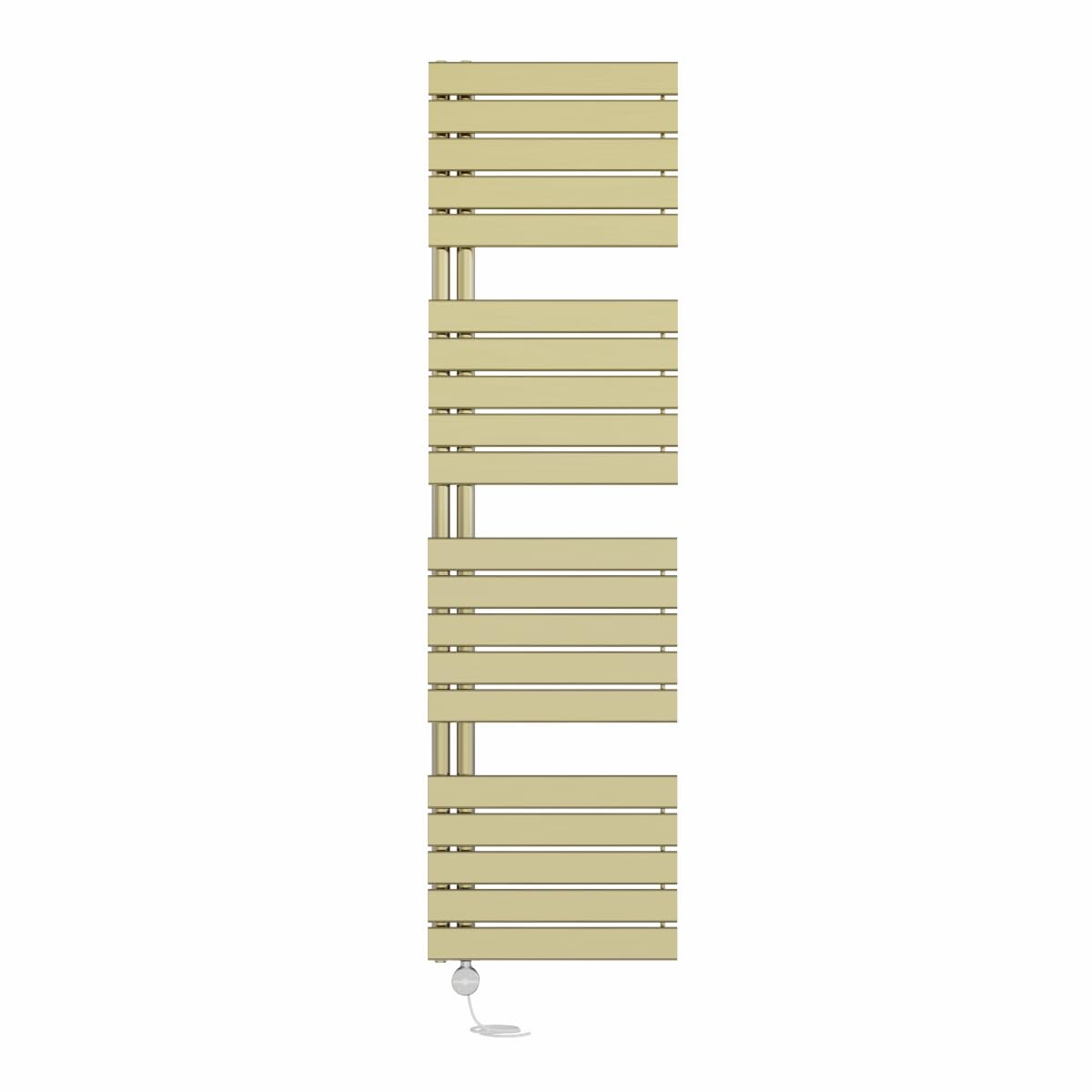 NRG Prefilled Designer Electric Heated Towel Rail Radiator Brushed Brass Thermostatic Bathroom Warmer with Touch Screen Display 1800x500mm - 1000 Watt