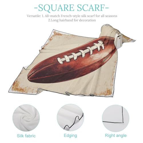Vintage American Football Women Hair Scarf Square Silk Like Head Scarves Handkerchief Satin Neck Scarf4