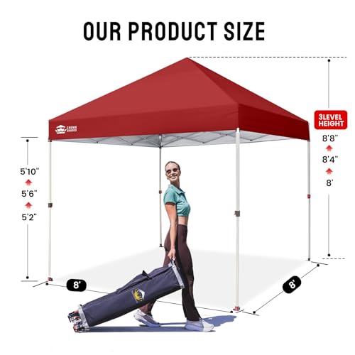 image for CROWN SHADES 8x8 Pop Up Canopy - Beach Tent with One Push Setup - Easy