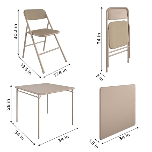 Image of COSCO 5 Piece, Tan Folding Table and Chair Set.