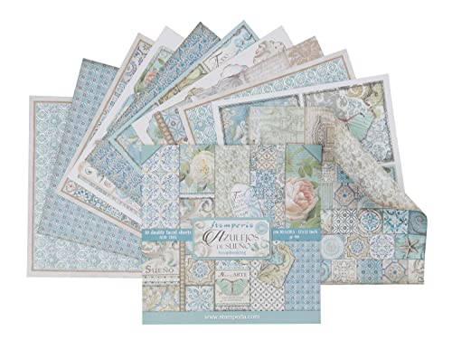 Stamperia Bloc de Scrapbooking 10 hojas 30.5x30.5 (12'x12') 2 caras - Azulejos (SBBL55)