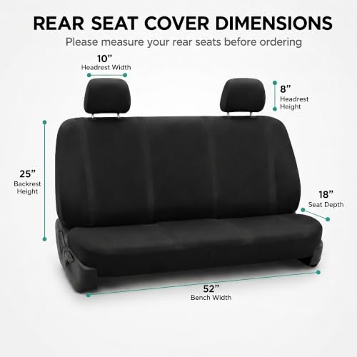 Image of FH Group Car Seat Covers Rear Set Cloth - Car Seat Covers with Removable Headrest,Universal Fit,Automotive SeatCovers,Washable Car SeatCover for SUV,Sedan,Van Black