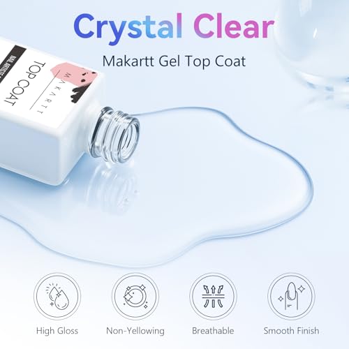 Makartt Top Coat Gel UV - No Wipe Top Coat Hochglanz-Finish, Lang Anhaltend 28+, Soak-Off UV/LED Nagellack Geschenk für Nagelstudio DIY Home 2Psc*10ml