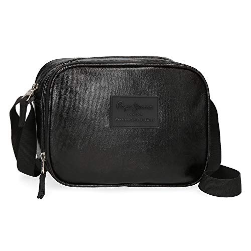 Pepe Jeans April Bandolera Dos Compartimentos Negro 23x17x8 cms Poliéster