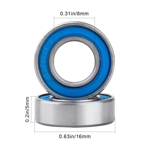 Image of 10pcs 688-2RS Ball Bearings - Miniature Deep Groove Ball Bearing Double Blue Rubber Sealed Chrome Steel for RC Cars /Planes /Drone /Robotics and Small Electric Motors(8x16x5mm)