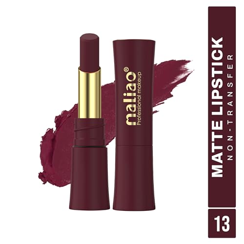 Image of Maliao Matte Lipstick - Non-Transfer, Long-Lasting, High-Pigment, 3.5g (Shade 13, Medium)
