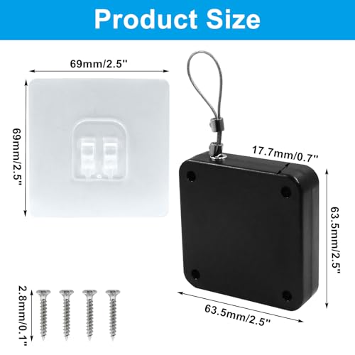 PHITUODA Punch Free Door Closer, Automatic Sliding Door Closer, Auto Sensor Door Closer with Steel Drawstring for Bathroom Bedroom Office (Black)