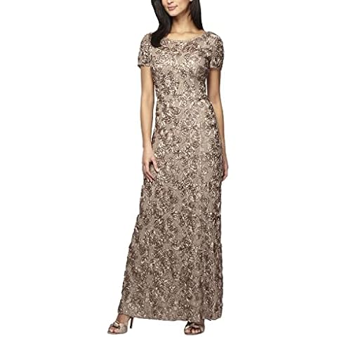 Alex Evenings Champagne Rosette Lace Gown Cover