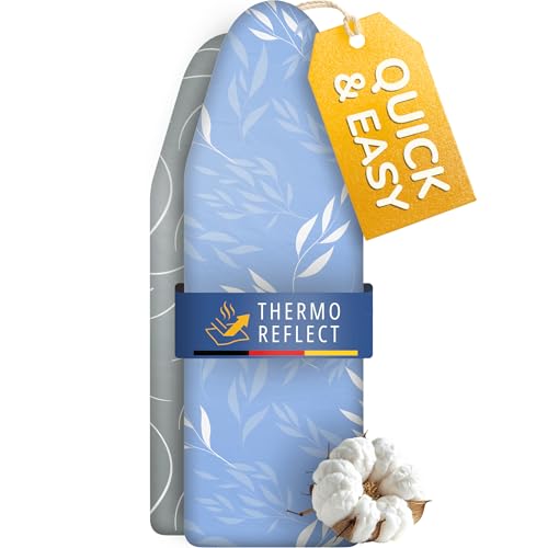 Yellocean Turbo Bügelbrettbezug 150x50 Hitzereflektierend für schnelleres Bügeln einfache Montage mit Gummizug 2X Komfortpolsterung | Größe XL