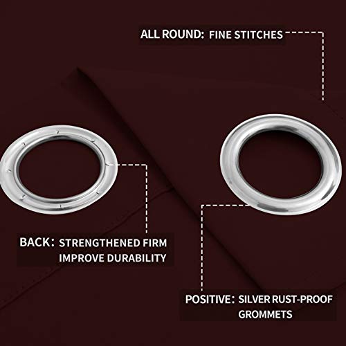 Image of Easy-Going Blackout Curtains for Bedroom, Solid Thermal Insulated Grommet and Noise Reduction Window Drapes, Room Darkening Curtains for Living Room, 2 Panels (52x46 in,Wine)