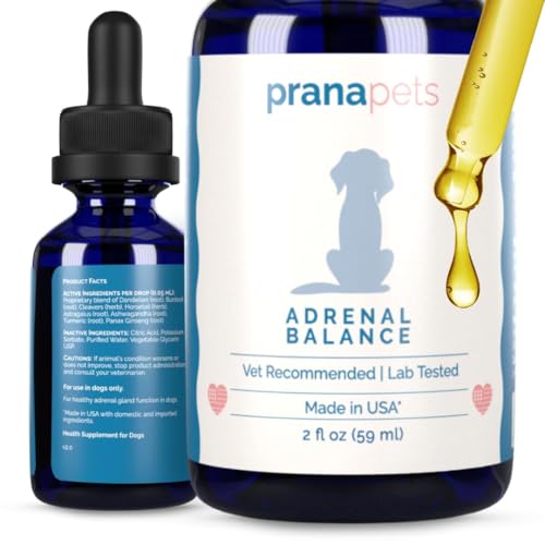 PranaPets Adrenal Balance for Dogs with Cushings | Naturally Relieves Symptoms of Adrenal Imbalance in Dogs | Herbal Formula for Balanced Adrenal Function